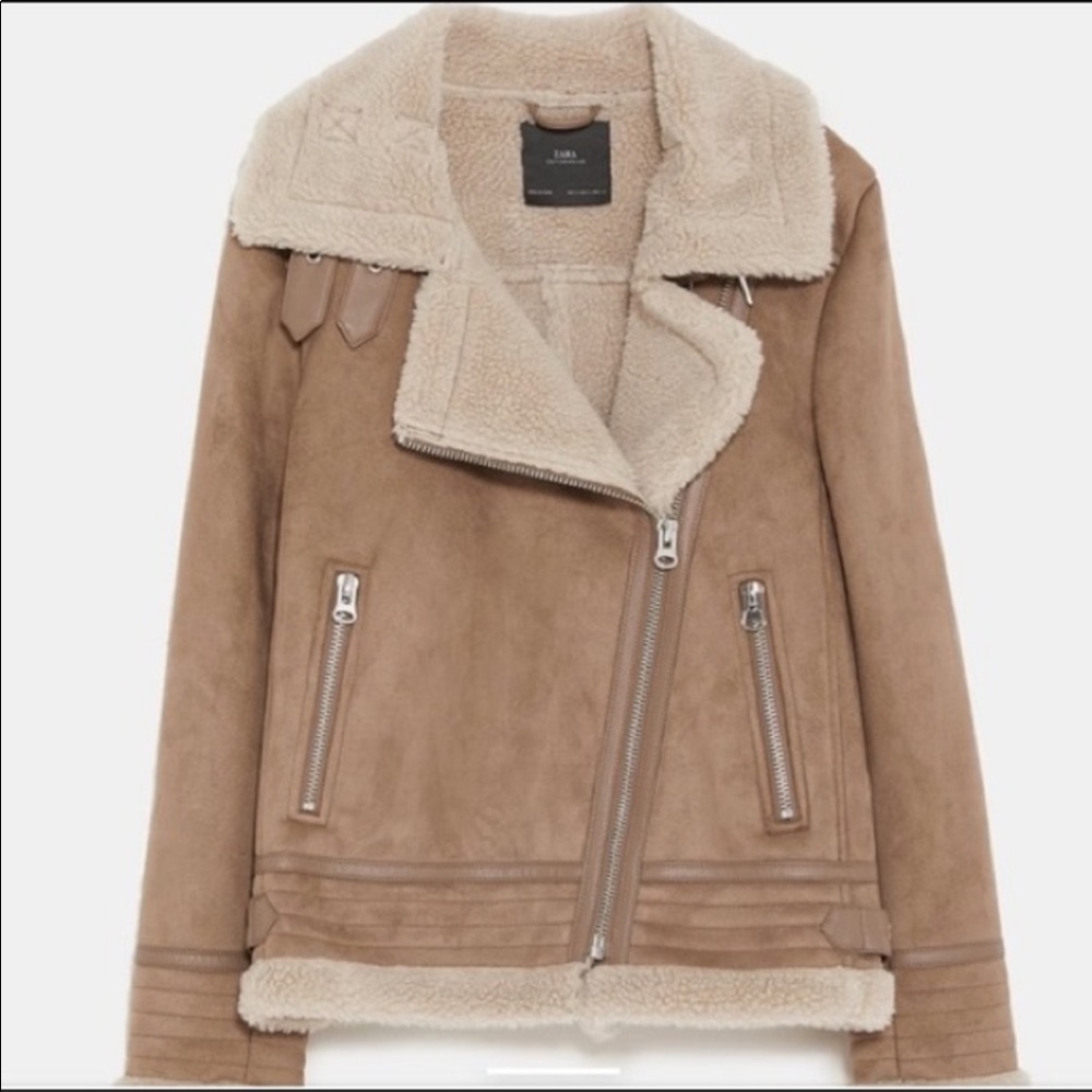 Zara Shearling Motorcyle Jacket - image 1